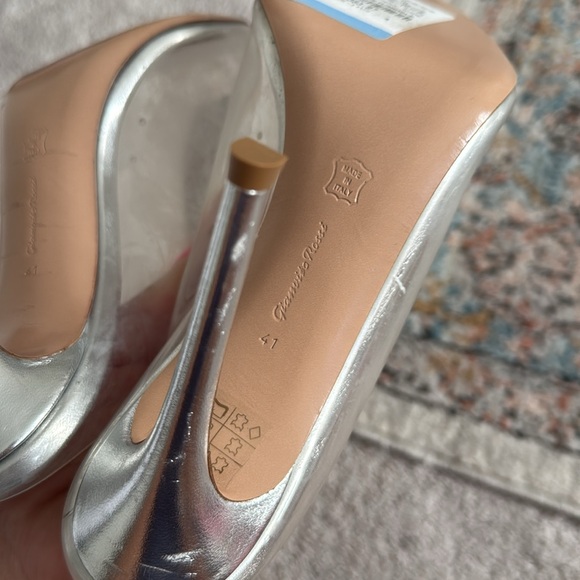 Gianvito Rossi Silver Sigma Heels with Crystal Embellishment - Picture 9 of 15